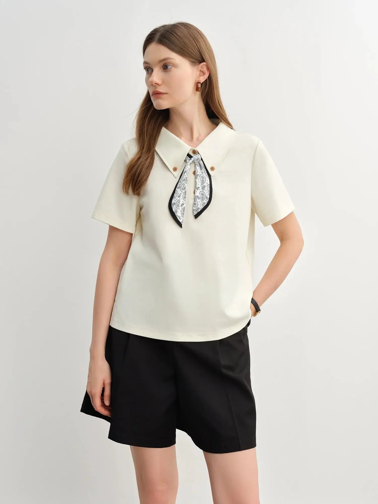 Relaxed Fit Waistflower Scarf Print Top
